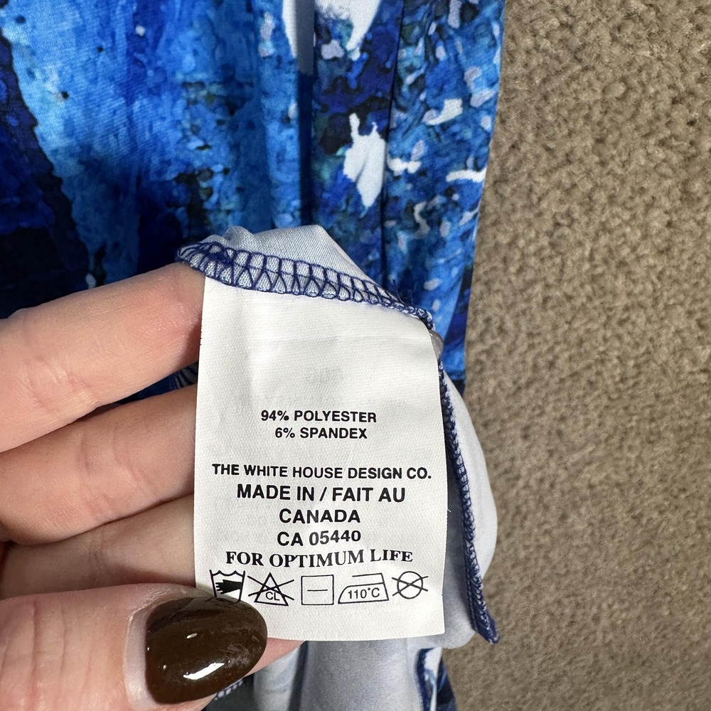 Sympli‎ T Shirt Dress Womens 4 Blue Abstract Print Short Sleeve Swing Pockets - Picture 7 of 10